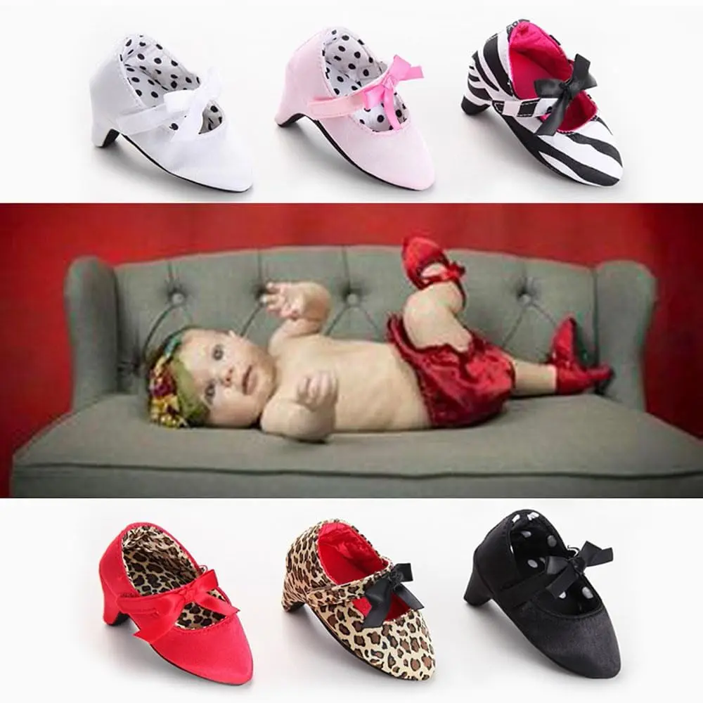 Kutterild Newborn Baby Girls Princess Shoes with High Heels Bowknot | Soft Sole Crib Shoes for Infant Photography (6-9 Months) - view 6