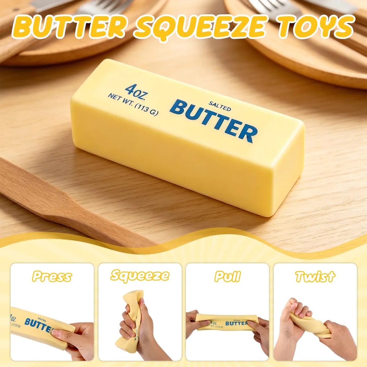Lyreh Butter Stick Squeeze Toy 14cm (5.51in) | Non-Toxic PU Material for Kids - view 3