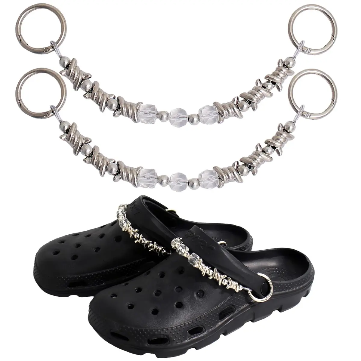 VIQWYIC Shoes Metal Chain Spikes Charms | Punk Shoe Decoration for Men Women - main product image