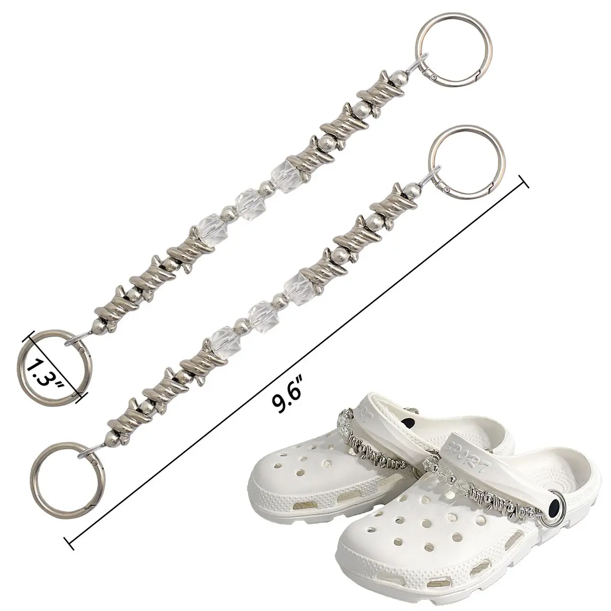 VIQWYIC Shoes Metal Chain Spikes Charms | Punk Shoe Decoration for Men Women - view 2
