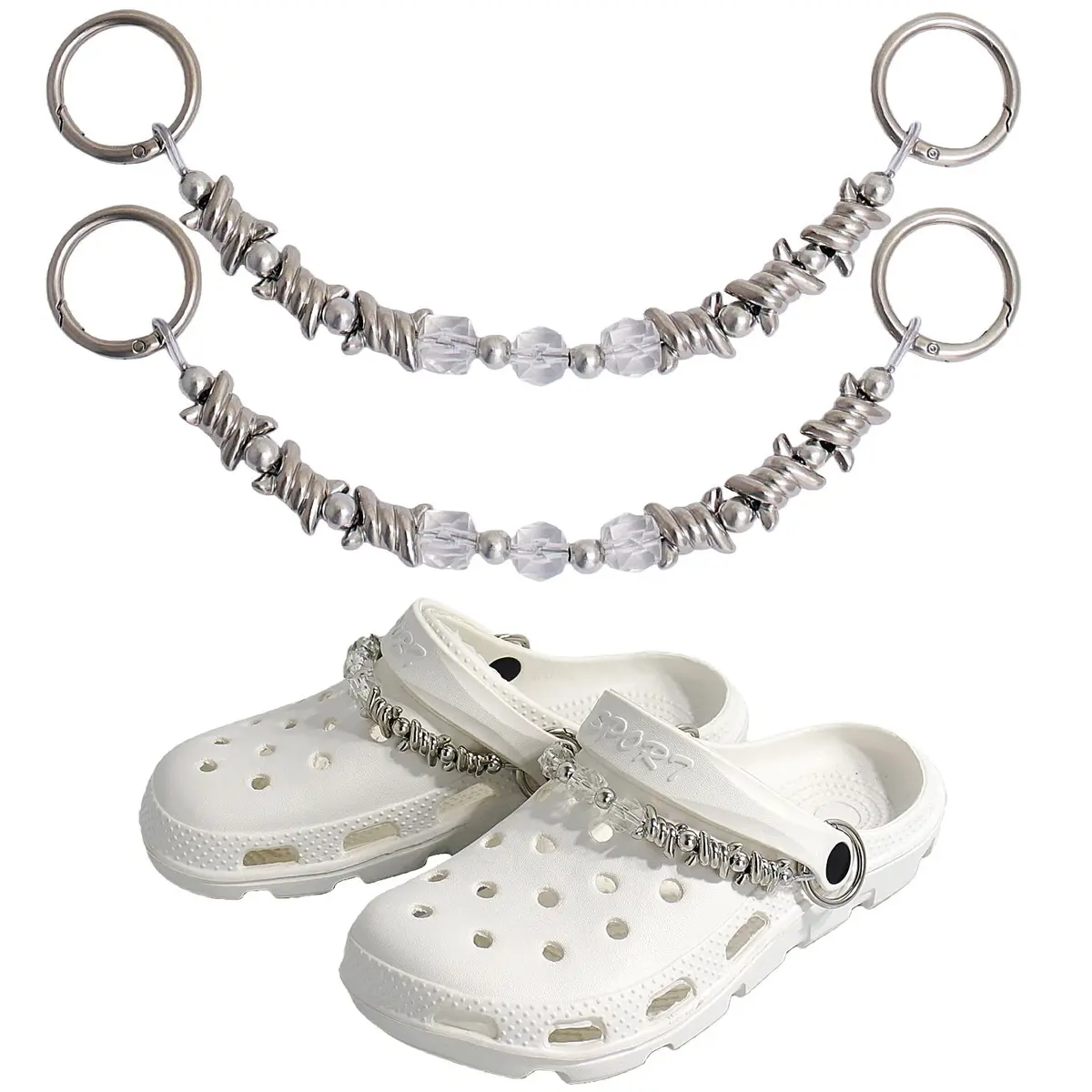VIQWYIC Shoes Metal Chain Spikes Charms | Punk Shoe Decoration for Men Women - view 4