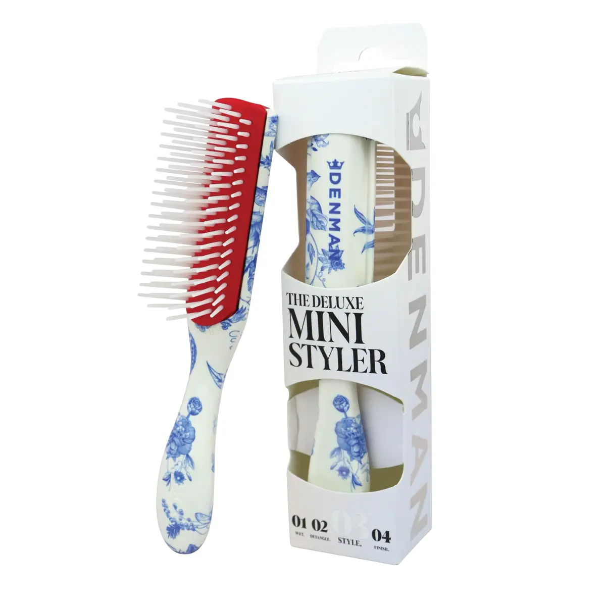 Denman Mini Curl Definer & Styler 5 Row Hairbrush for Detangling, Separating, and Defining Curls, Curly Hairbrush, Sleek Blowdrying - D14 (Blue Belle) 17cm (6.7in) - main product image