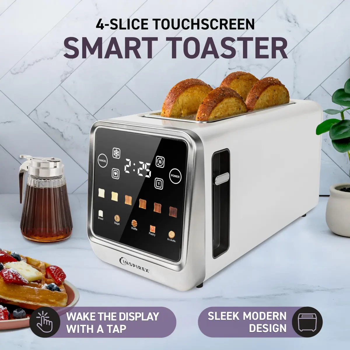 Nostalgia Inspirex Touch Screen Toaster - 2 Slice Extra-Wide Slots | 5 Bread Types & 6 Browning Levels - view 2