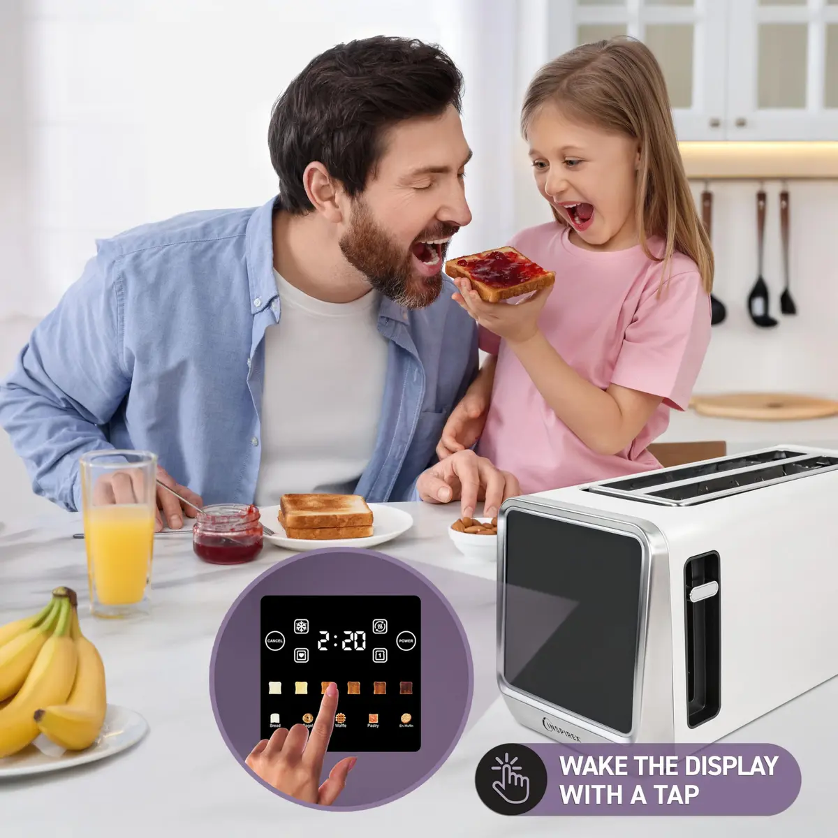Nostalgia Inspirex Touch Screen Toaster - 2 Slice Extra-Wide Slots | 5 Bread Types & 6 Browning Levels - view 4