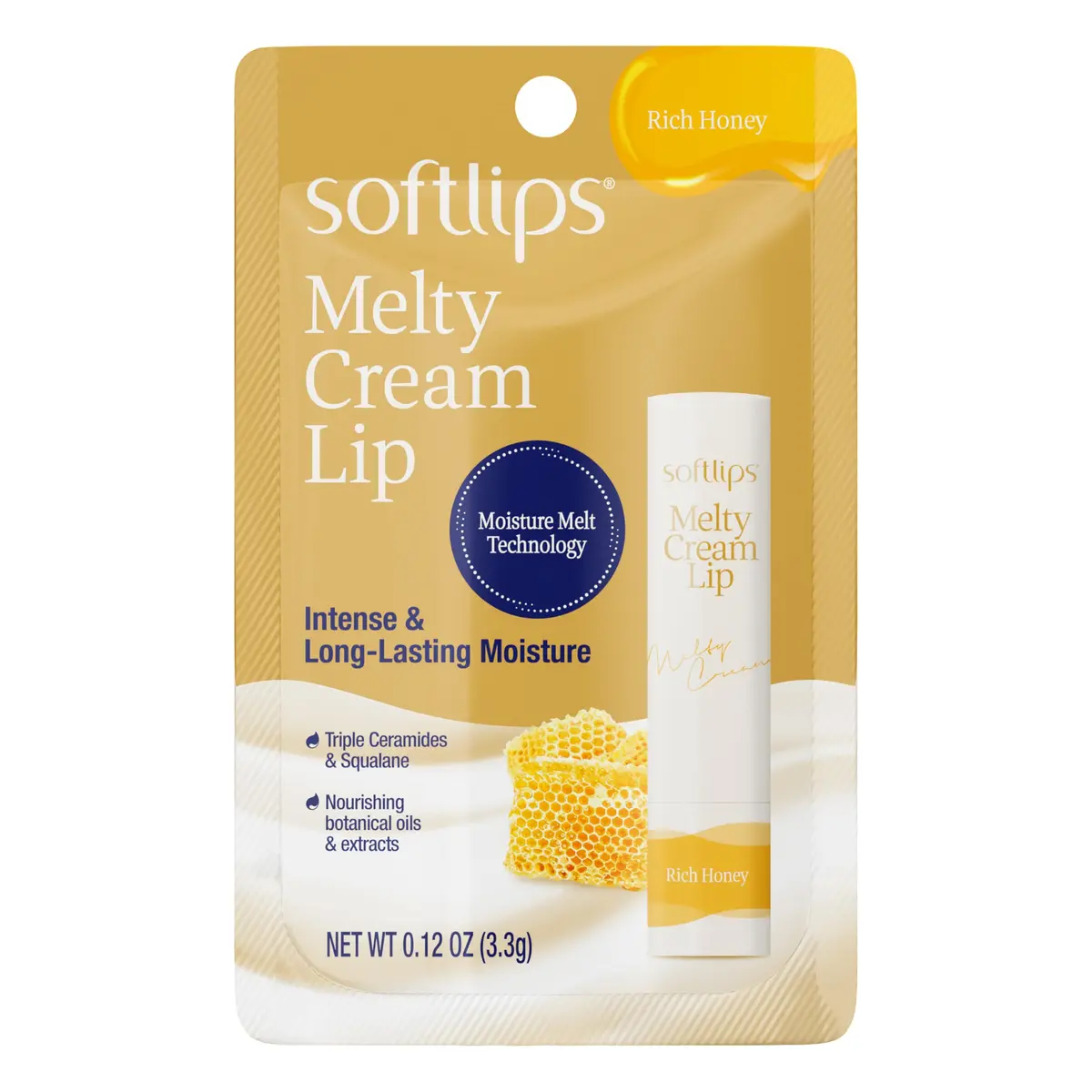 SoftLips Melty Cream Lip Balm Honey Flavor | Hydrating, Long-Lasting Moisture for Dry, Chapped Lips - main product image