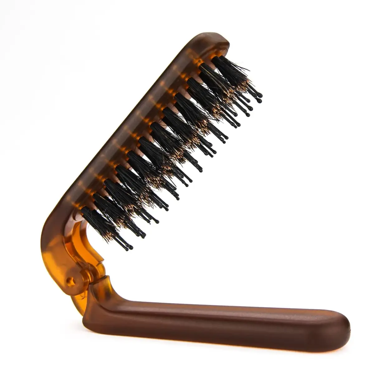 Ancable Folding Hair Brush with Boar Bristles, Amber, 2-Pack | Detangles & Smooths Hair - main product image