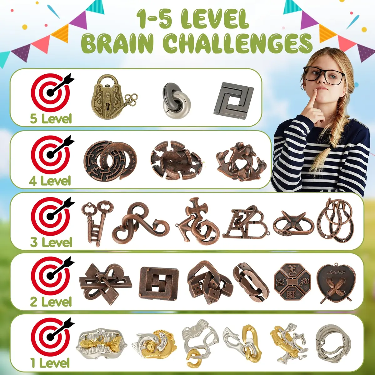 Mytothfy 24 Pcs Brain Teaser Puzzles for Adults Teens | Metal & Plastic IQ Challenges - view 5