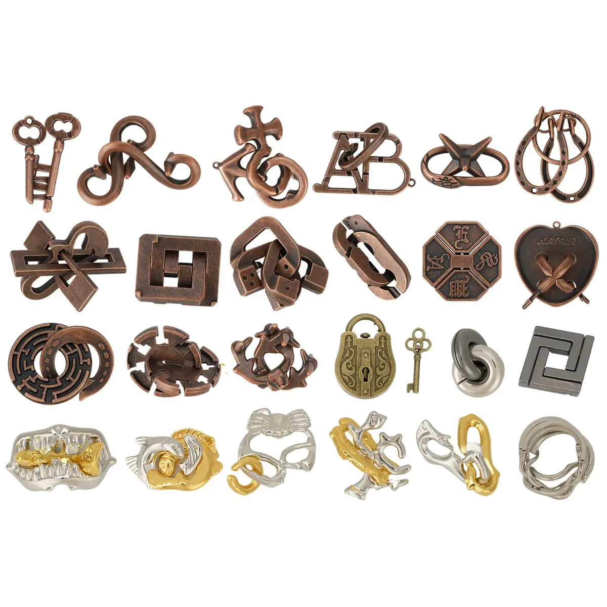 Mytothfy 24 Pcs Brain Teaser Puzzles for Adults Teens | Metal & Plastic IQ Challenges - main product image
