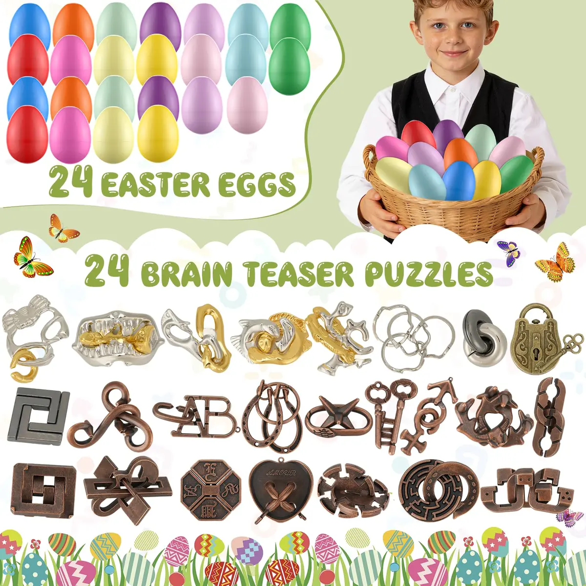 Mytothfy 24 Pcs Brain Teaser Puzzles for Adults Teens | Metal & Plastic IQ Challenges - view 2