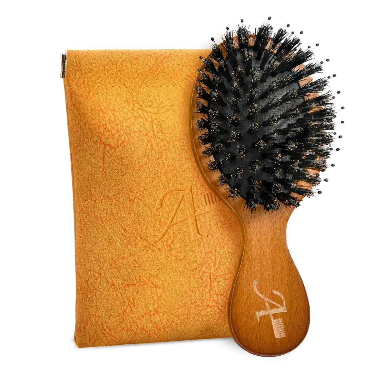 Ancable Travel Folding Hair Brush, Mini Boar Bristle Hair Brush 5.6 inches (1.79 oz) | Detangles & Adds Shine - main product image