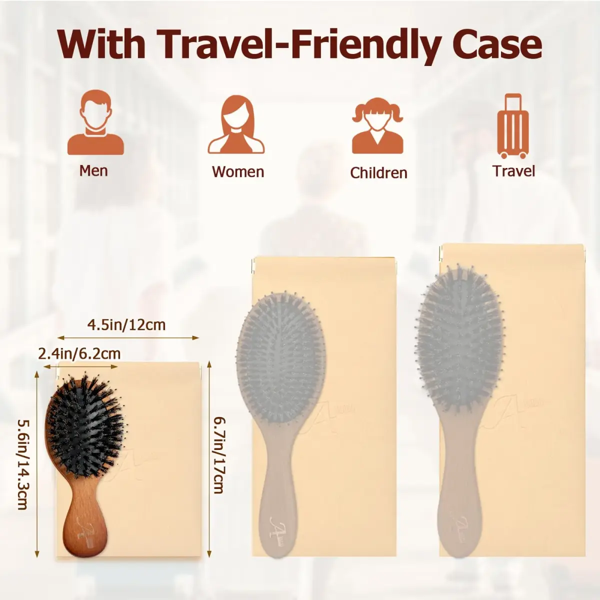 Ancable Travel Folding Hair Brush, Mini Boar Bristle Hair Brush 5.6 inches (1.79 oz) | Detangles & Adds Shine - view 7