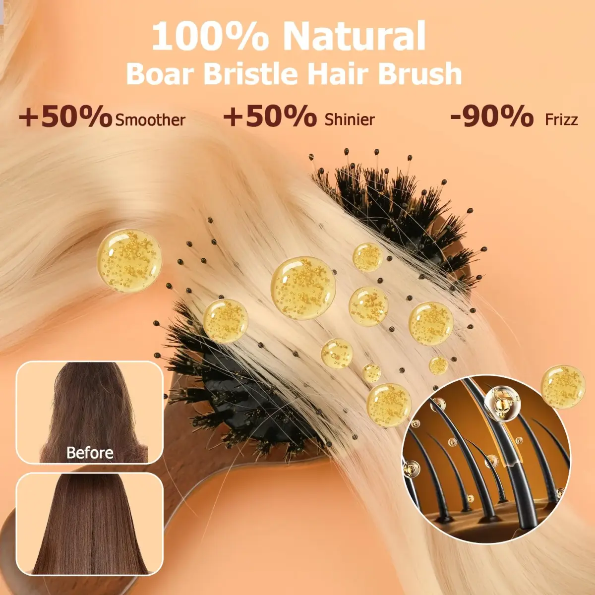Ancable Travel Folding Hair Brush, Mini Boar Bristle Hair Brush 5.6 inches (1.79 oz) | Detangles & Adds Shine - view 3
