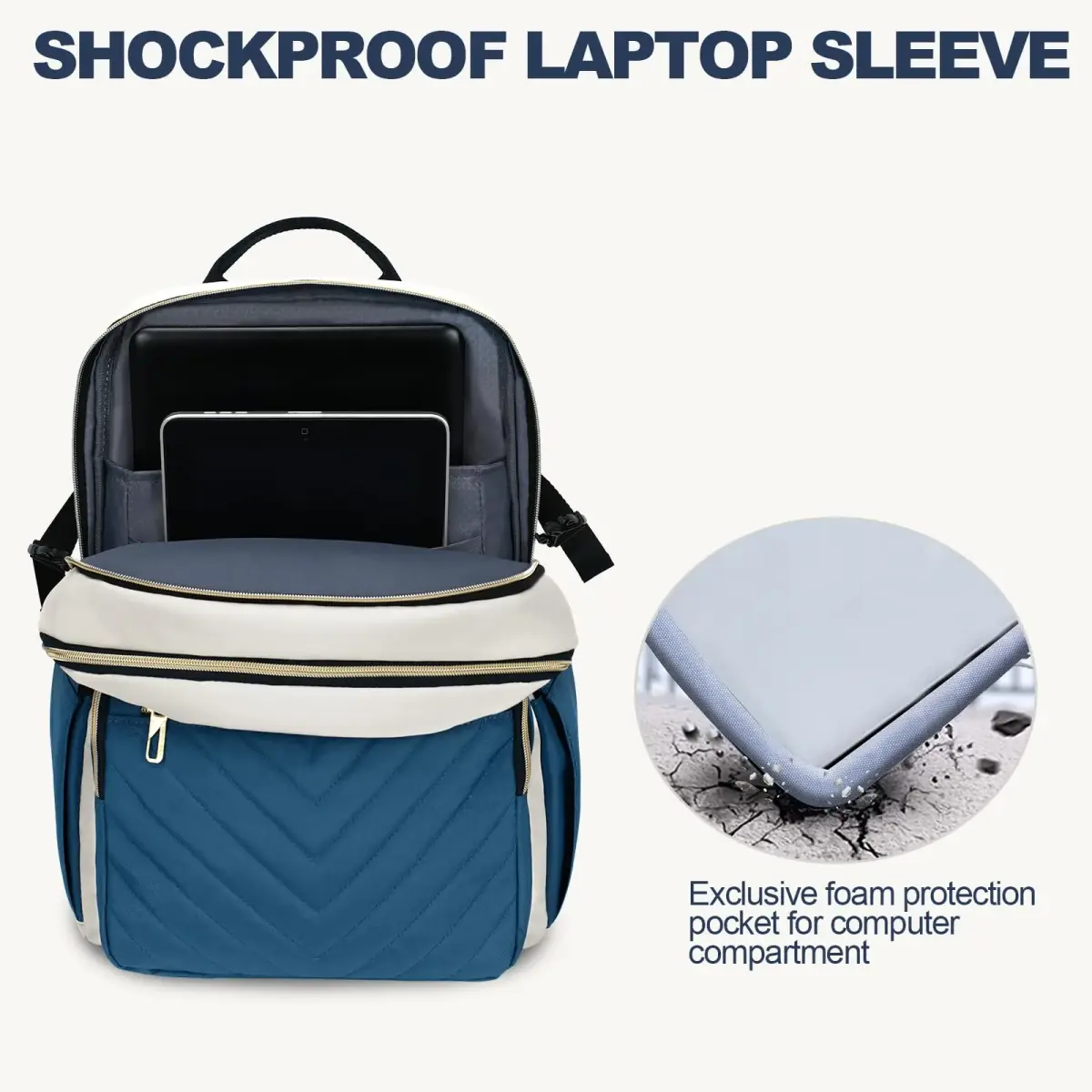 VANKEAN 15.6 Inch Laptop Backpack for Women Large Capacity 32cm (12.6in) W x 43cm (16.9in) H x 20cm (7.9in) D | Water-Resistant Travel & College Daypack - view 5