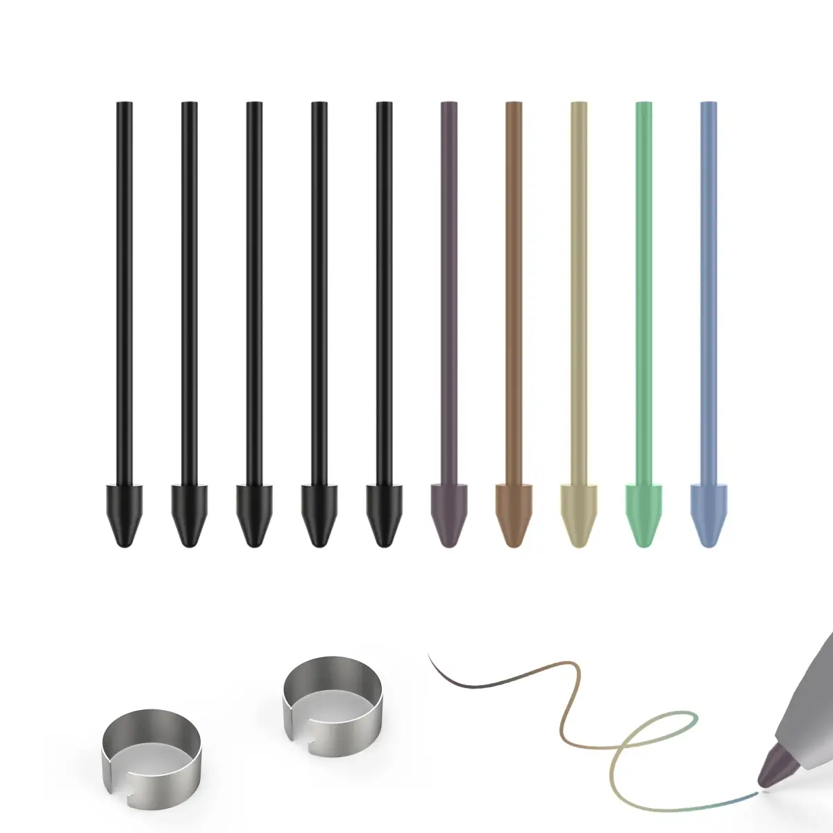 NWANTF Metal S Pen Nibs Replacement Set (10 pcs) | Compatible with Samsung Galaxy Tab S10/S9/S8/S7/S6, S26/S25/S24/S23/S22 Ultra, Note 20/10 Series - main product image