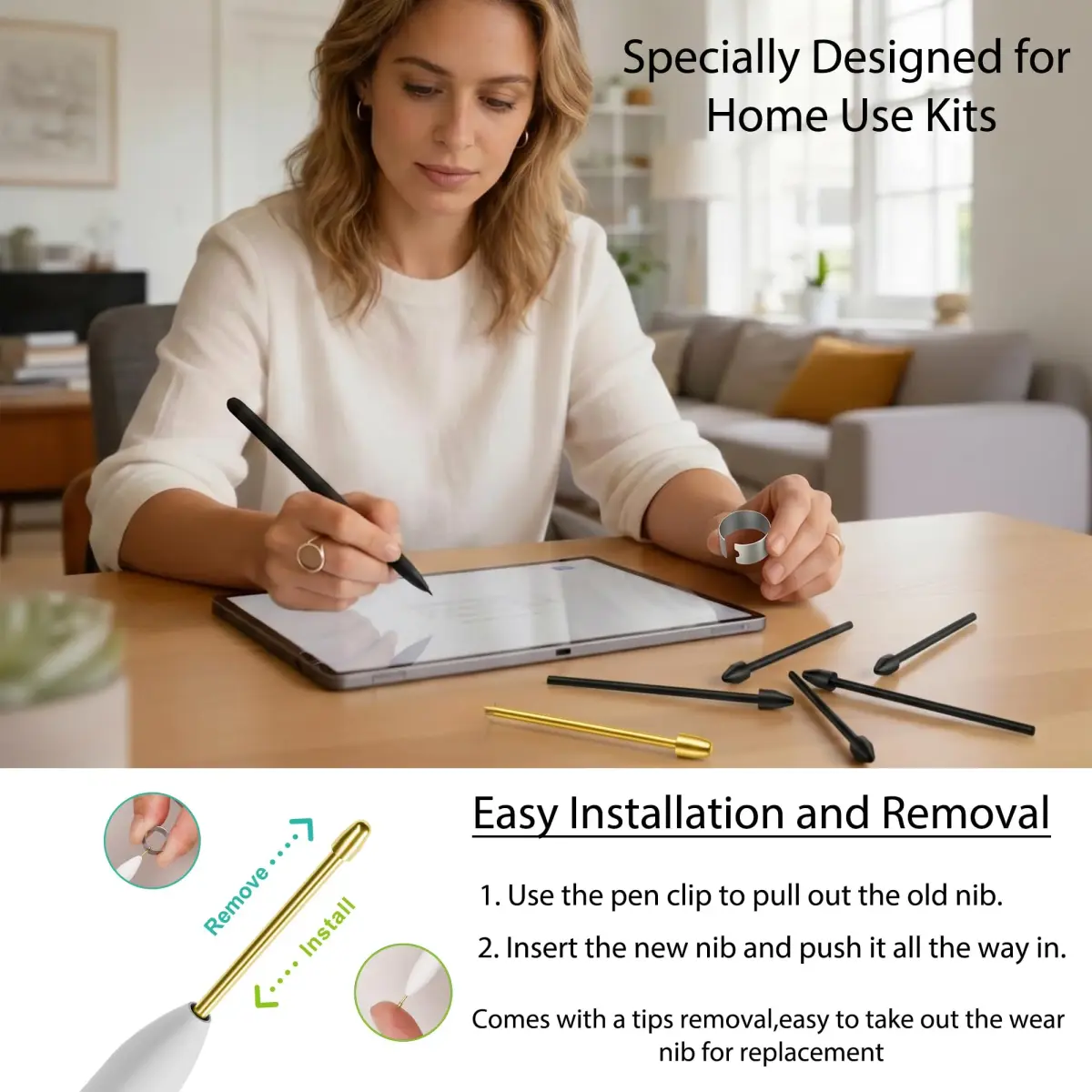NWANTF Metal S Pen Nibs Replacement Set (10 pcs) | Compatible with Samsung Galaxy Tab S10/S9/S8/S7/S6, S26/S25/S24/S23/S22 Ultra, Note 20/10 Series - view 6