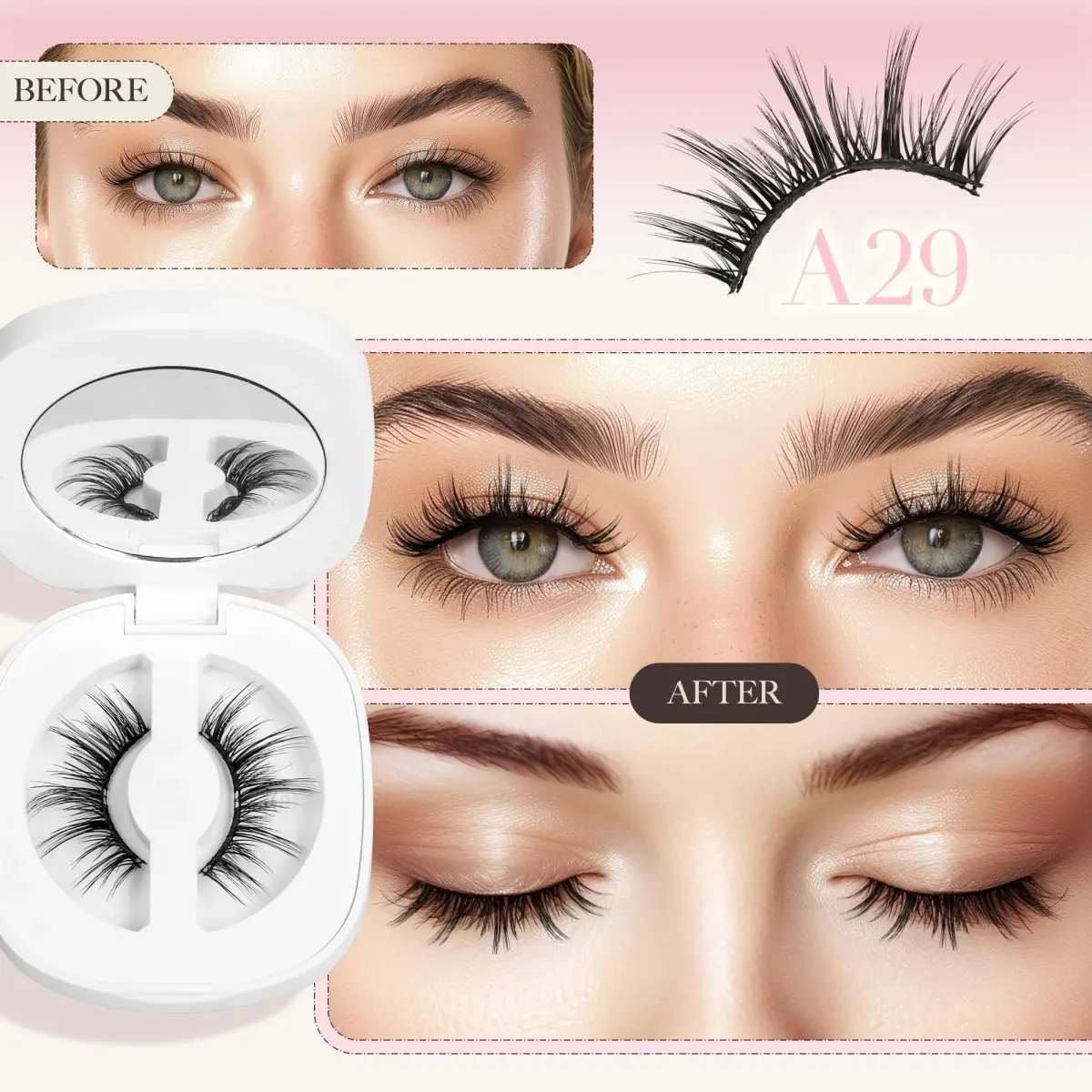 LASHVIEW A29 Magnetic Eyelashes - Natural Look, Reusable, No Glue Needed - view 2