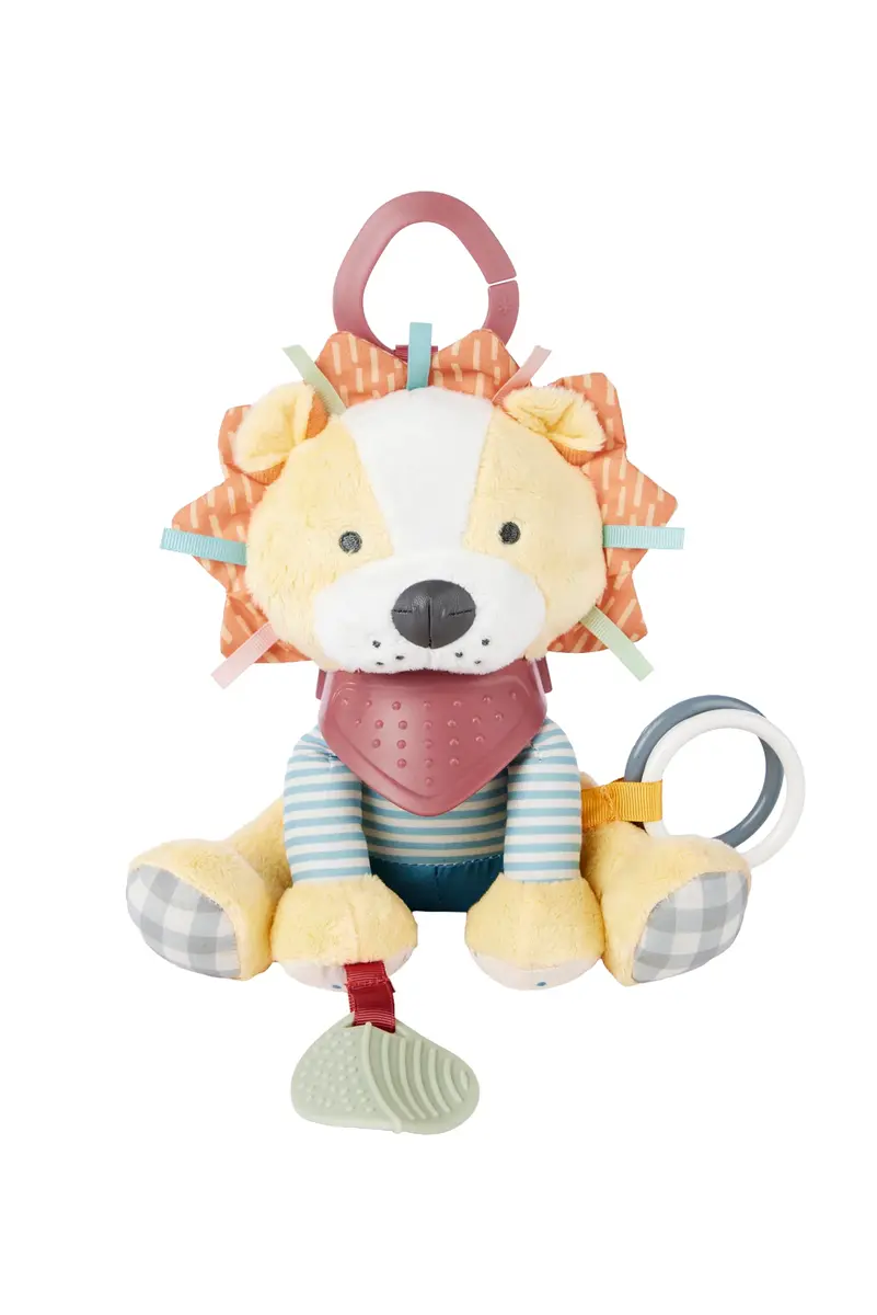 Skip Hop Bandana Buddies Soft Textured Baby Activity and Teething Toy with Rattles, Crinkle Sounds, Squeaker and Mirror, Lion, 7.5L x 4W x 9.5H in (19cm x 10cm x 24cm) - main product image