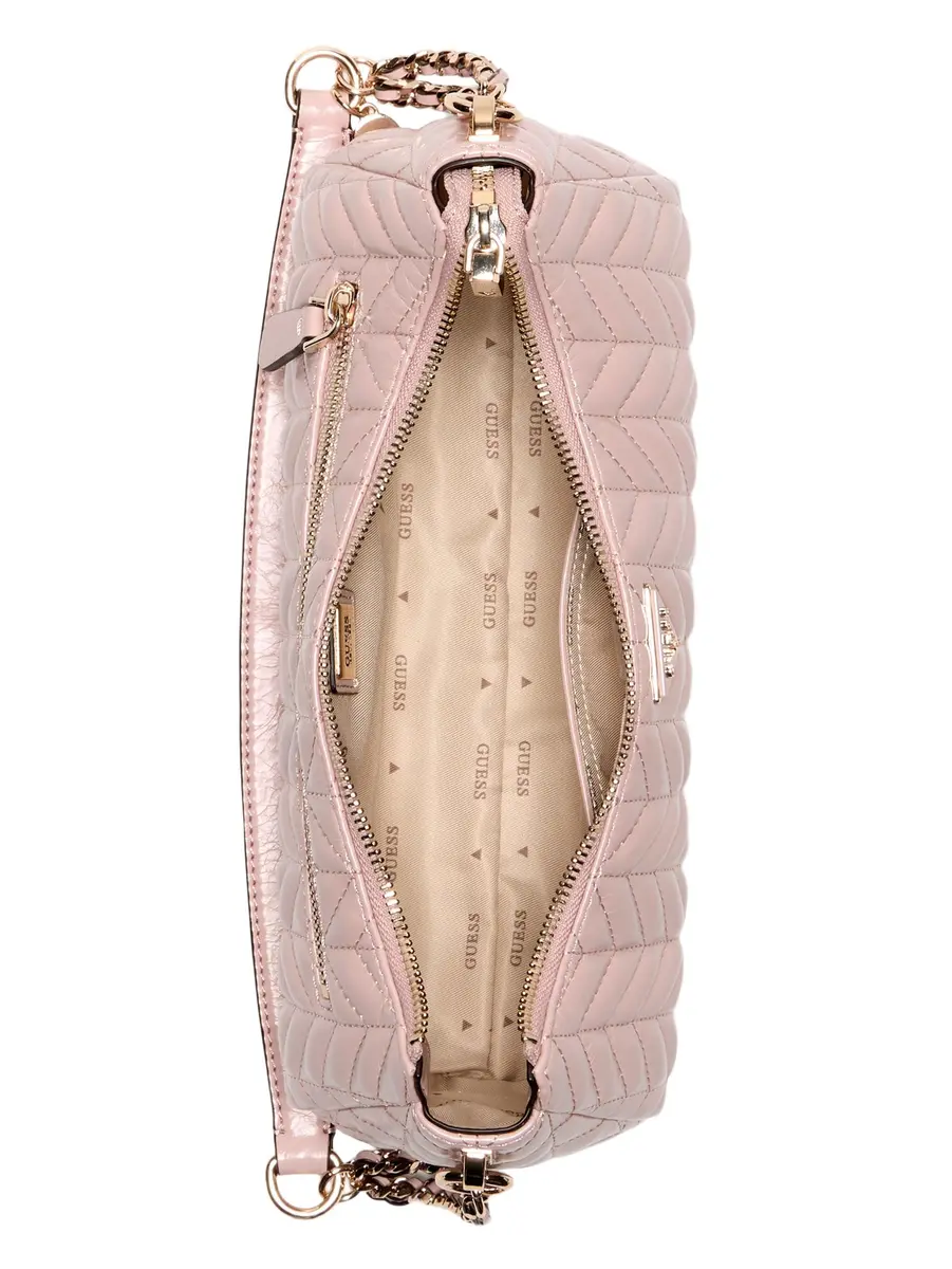GUESS Cheryl Shoulder Bag | Eco Crinkle PU, Light Rose, 11x4x4 inches, Gold Hardware - view 6