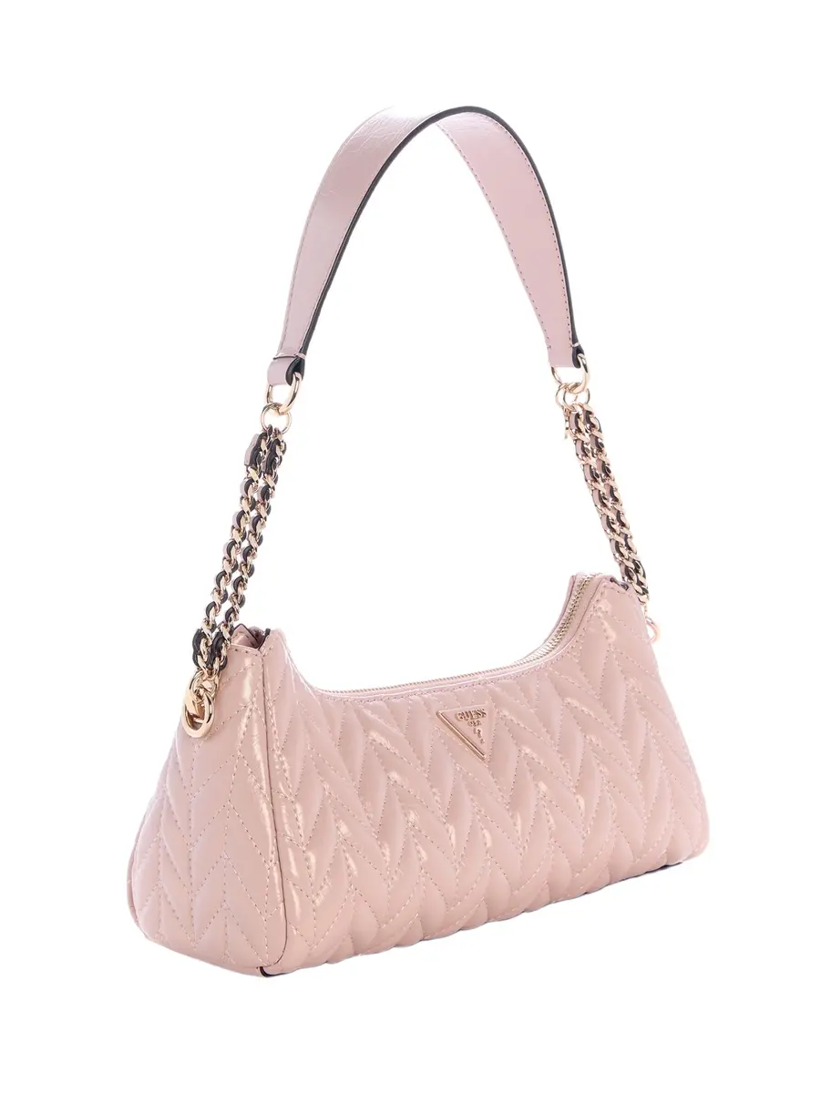 GUESS Cheryl Shoulder Bag | Eco Crinkle PU, Light Rose, 11x4x4 inches, Gold Hardware - view 3