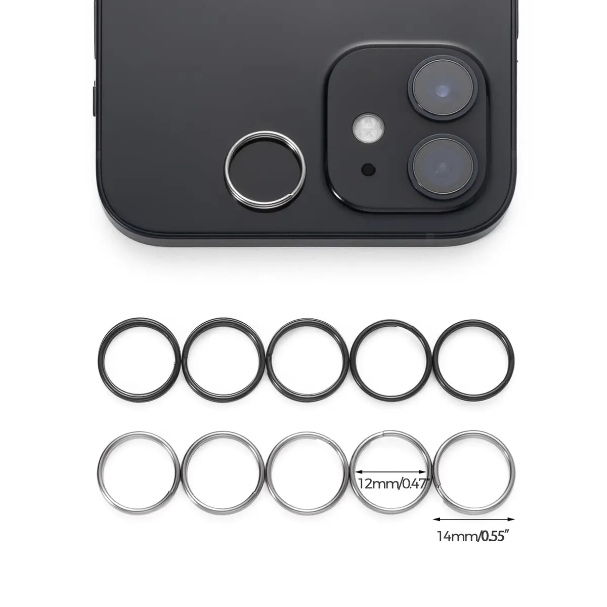 FEGVE TC4 Titanium Small Split Key Rings, Jump Rings for Keys Jewelry DIY (20-Pack, Black+Silver) - view 2
