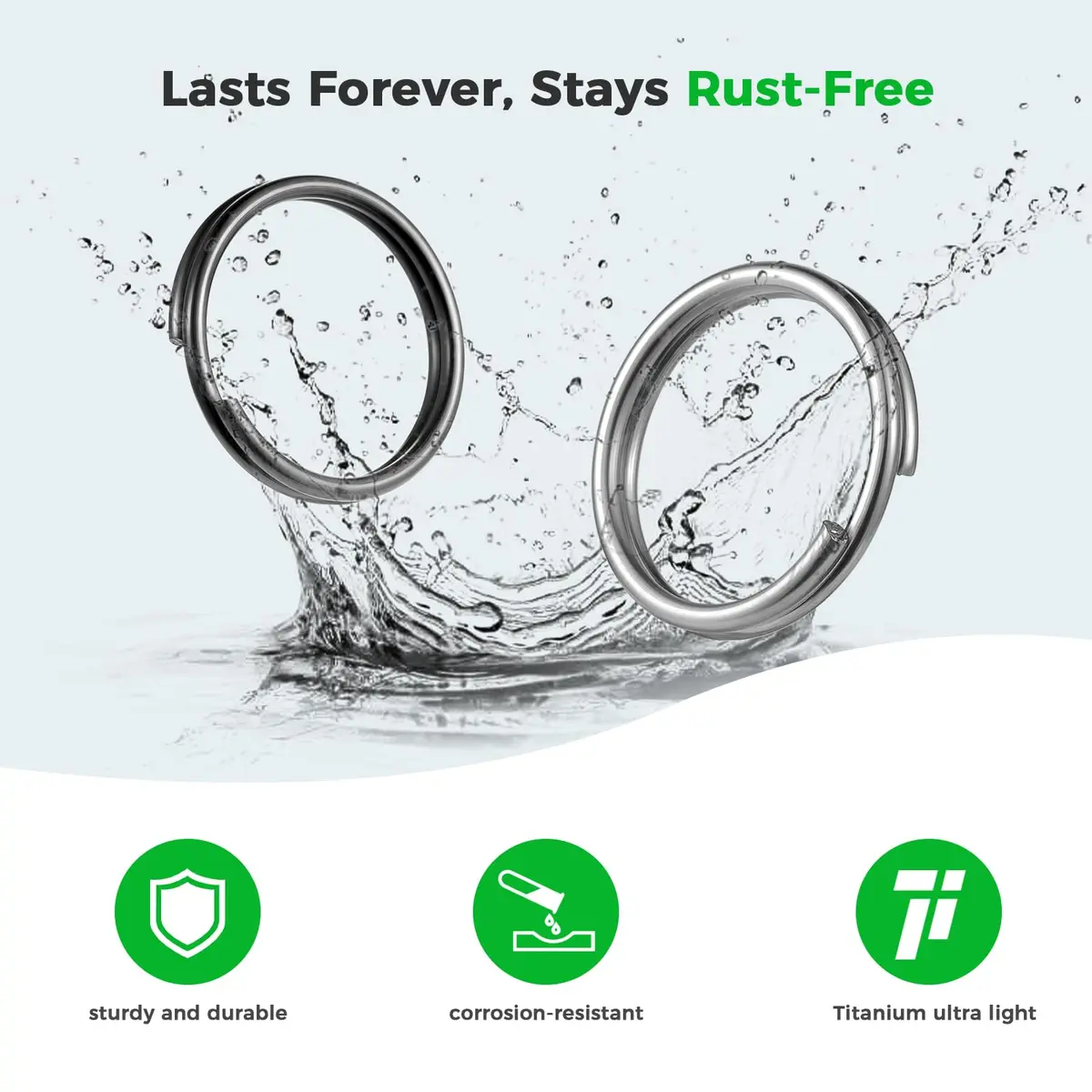 FEGVE TC4 Titanium Small Split Key Rings, Jump Rings for Keys Jewelry DIY (20-Pack, Black+Silver) - view 3