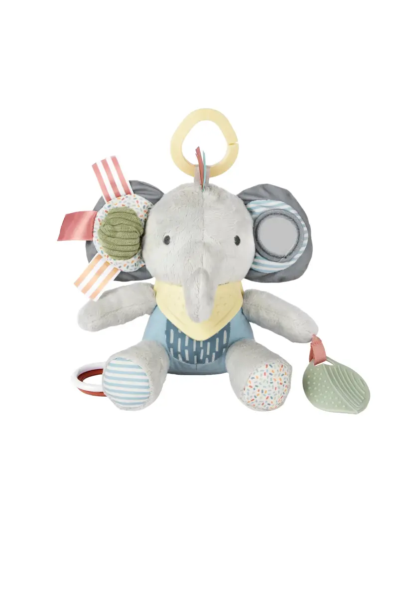 Skip Hop Bandana Buddies Soft Textured Baby Activity and Teething Toy with Rattle, Crinkle, Squeaker & Mirror | Elephant, 0+ Months - main product image