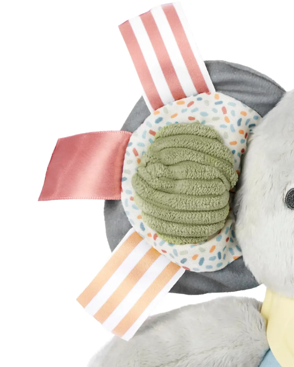 Skip Hop Bandana Buddies Soft Textured Baby Activity and Teething Toy with Rattle, Crinkle, Squeaker & Mirror | Elephant, 0+ Months - view 2