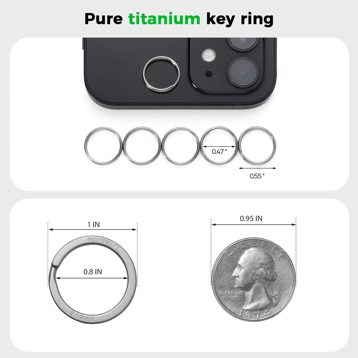 FEGVE TC4 Titanium Small Split Key Rings, Jump Rings for Keys Jewelry DIY | Corrosion-Resistant & Lightweight - view 2