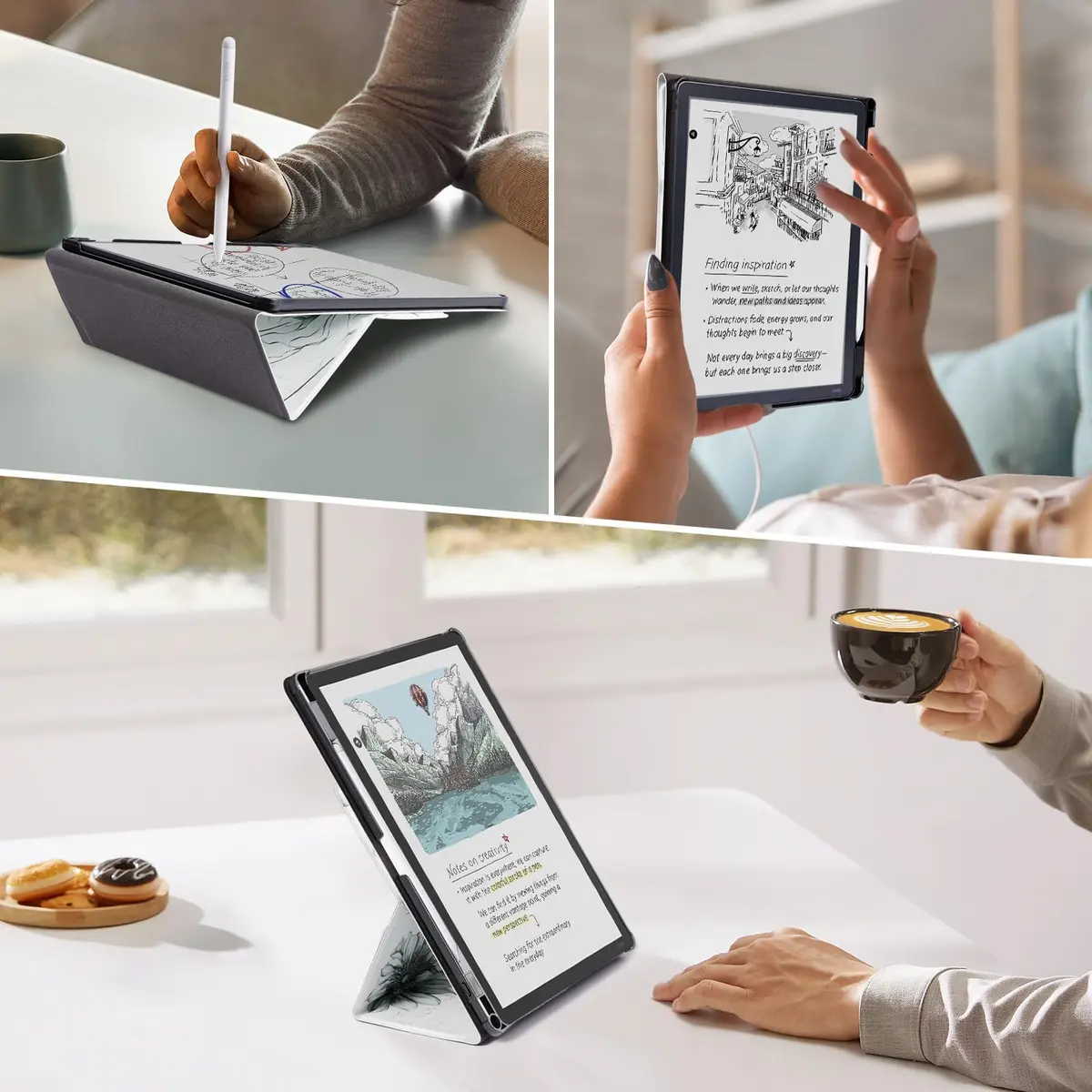 CoBak Case for 11" Kindle Scribe 3rd Gen 2025 Colorsoft | Sketch Sunflower PU Leather Folio with Pen Holder & Stand - view 7