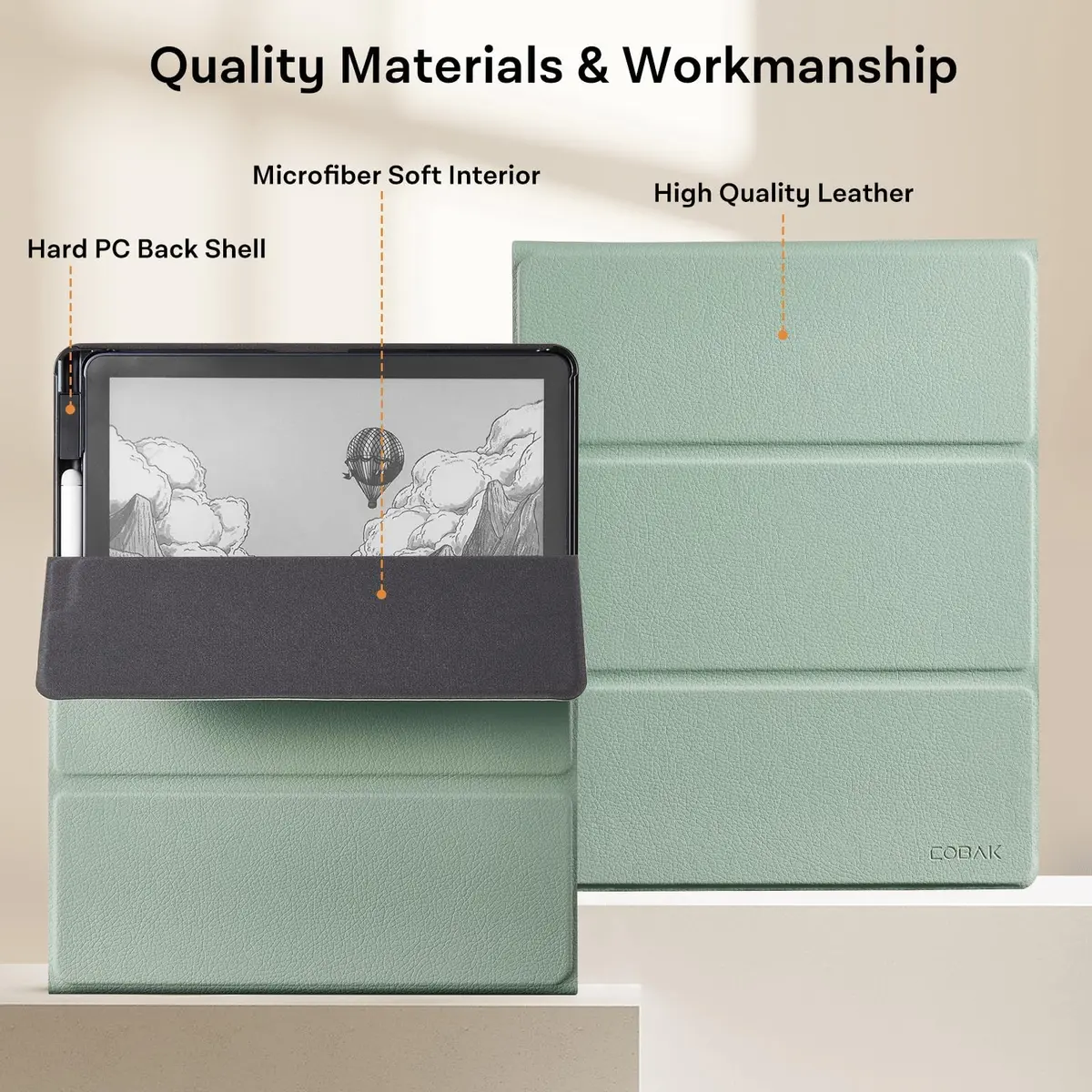 CoBak Case for 11" Kindle Scribe 3rd Gen 2025 | Waterproof PU Leather Cover with Auto Sleep Wake & Pen Holder - view 5
