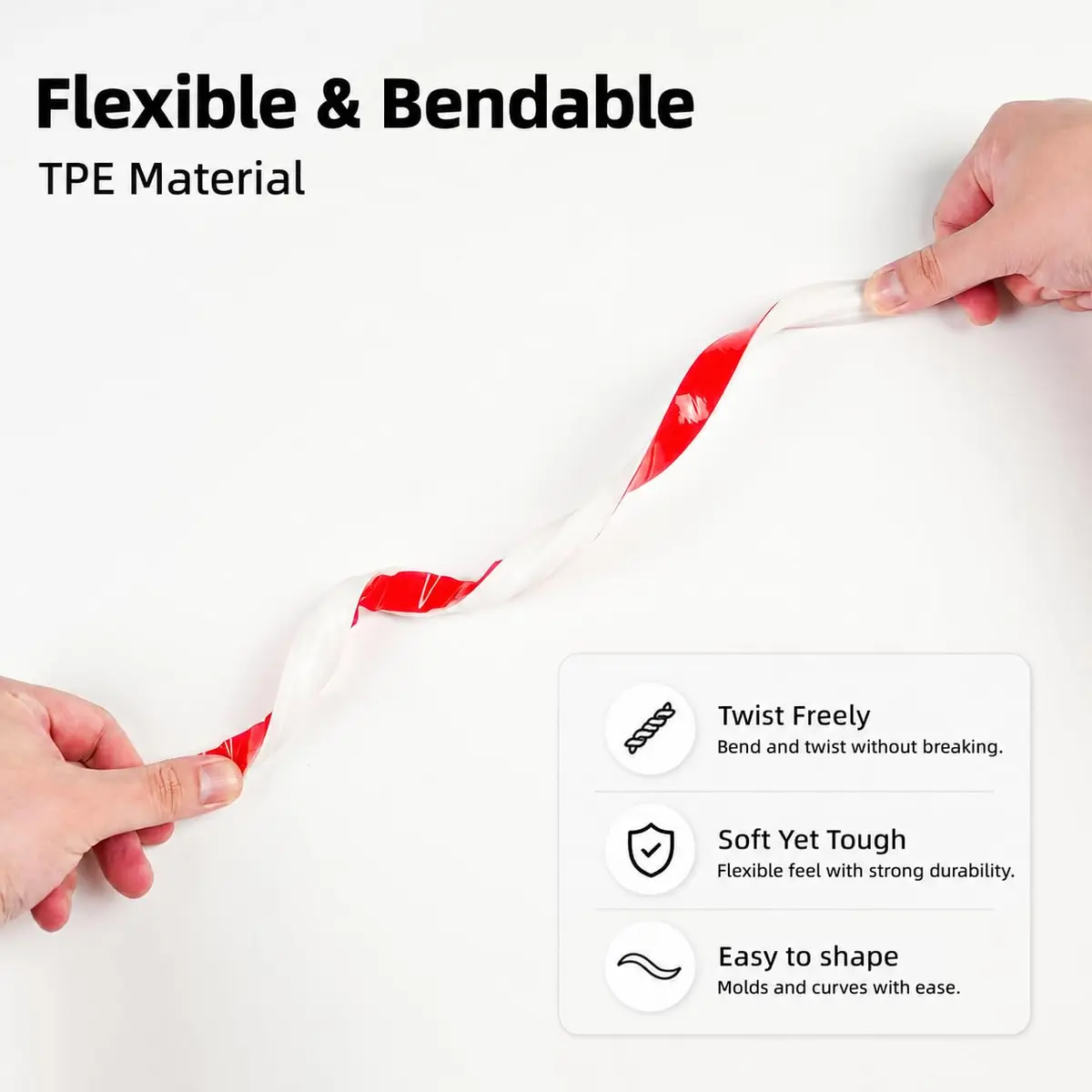 JSIWOTH 20ft (6.1m) Flexible Peel and Stick Wall Molding Trim | White TPE Self-Adhesive Decorative Border for Walls, Mirrors, Cabinets - view 7