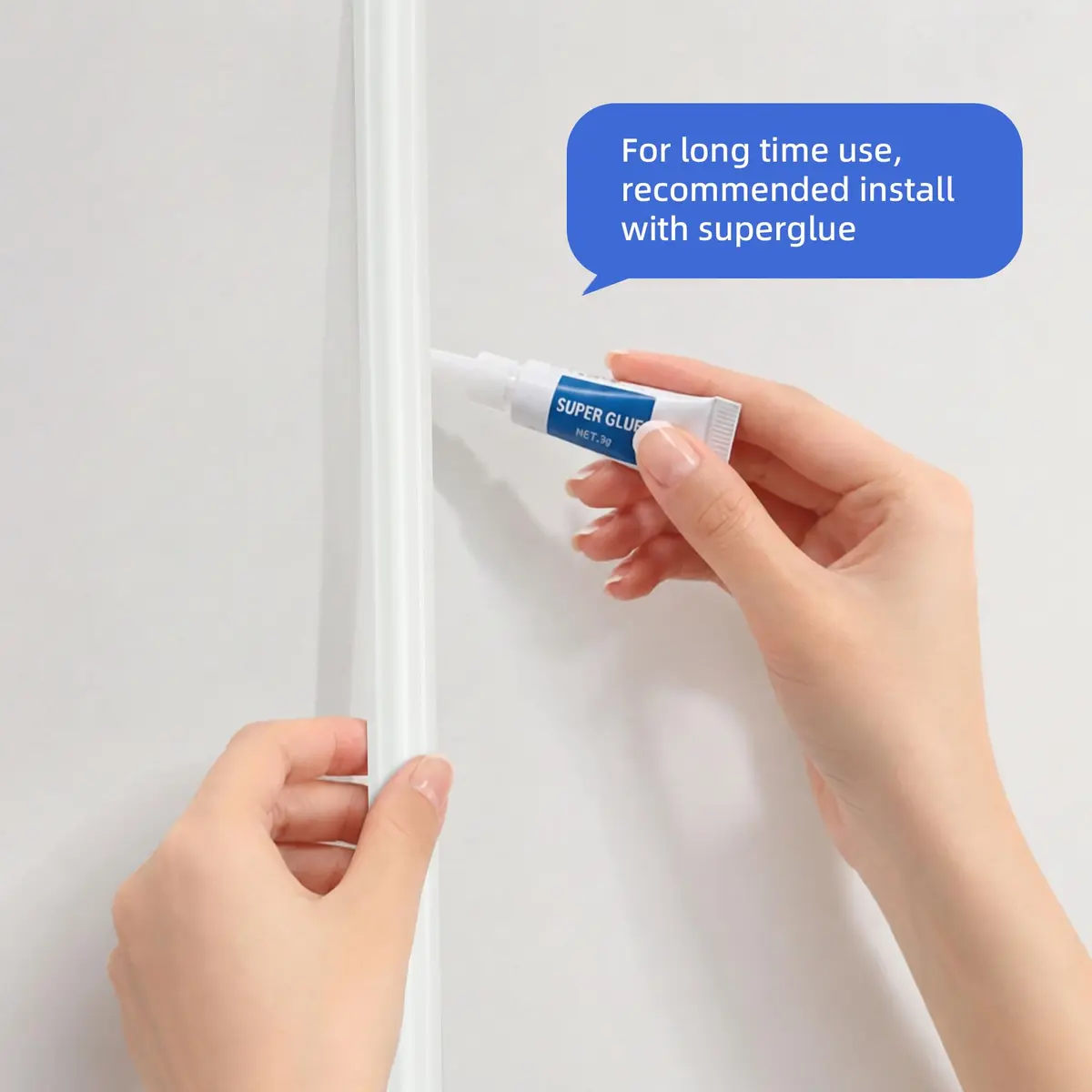 JSIWOTH 20ft (6.1m) Flexible Peel and Stick Wall Molding Trim | White TPE Self-Adhesive Decorative Border for Walls, Mirrors, Cabinets - view 9