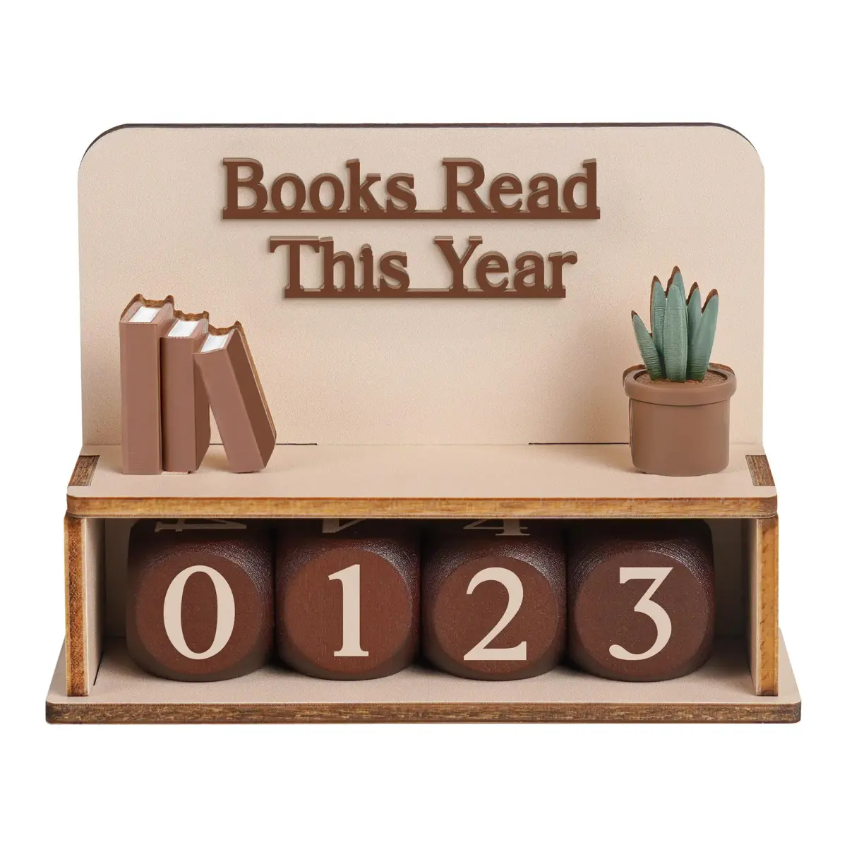 DINIZON Books Read This Year Counter Wooden Book Reading Tracker 16.5cm (6.5in) | Track Your Reading Journey - main product image