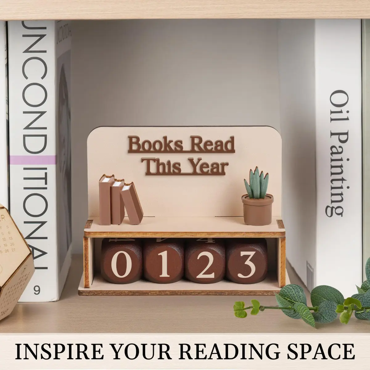 DINIZON Books Read This Year Counter Wooden Book Reading Tracker 16.5cm (6.5in) | Track Your Reading Journey - view 5