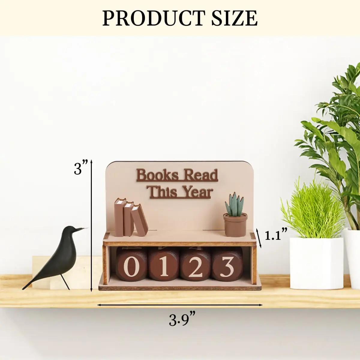 DINIZON Books Read This Year Counter Wooden Book Reading Tracker 16.5cm (6.5in) | Track Your Reading Journey - view 6