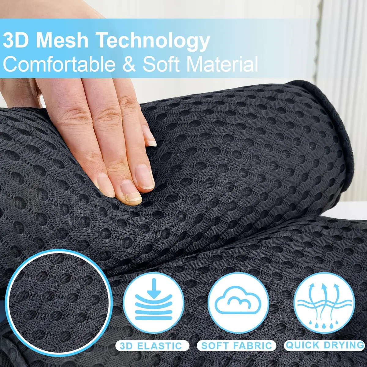 AEROiVi Luxury Bath Pillow for Tub | Soft Mesh Head and Neck Support with 6 Suction Cups, Black - view 4