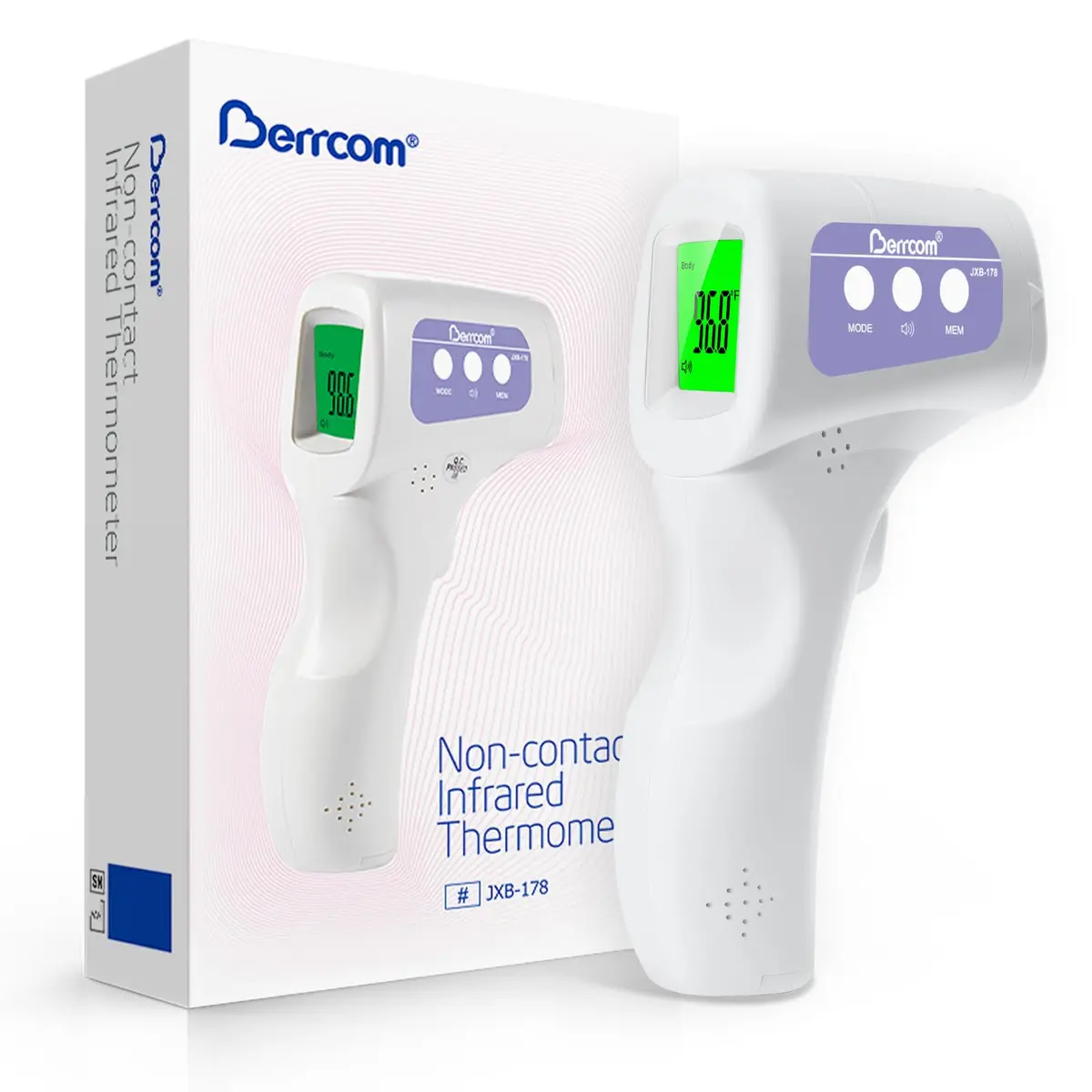 Berrcom 3-in-1 Non-Contact Infrared Forehead Thermometer, Purple | Fast Accurate Reading for All Ages - main product image