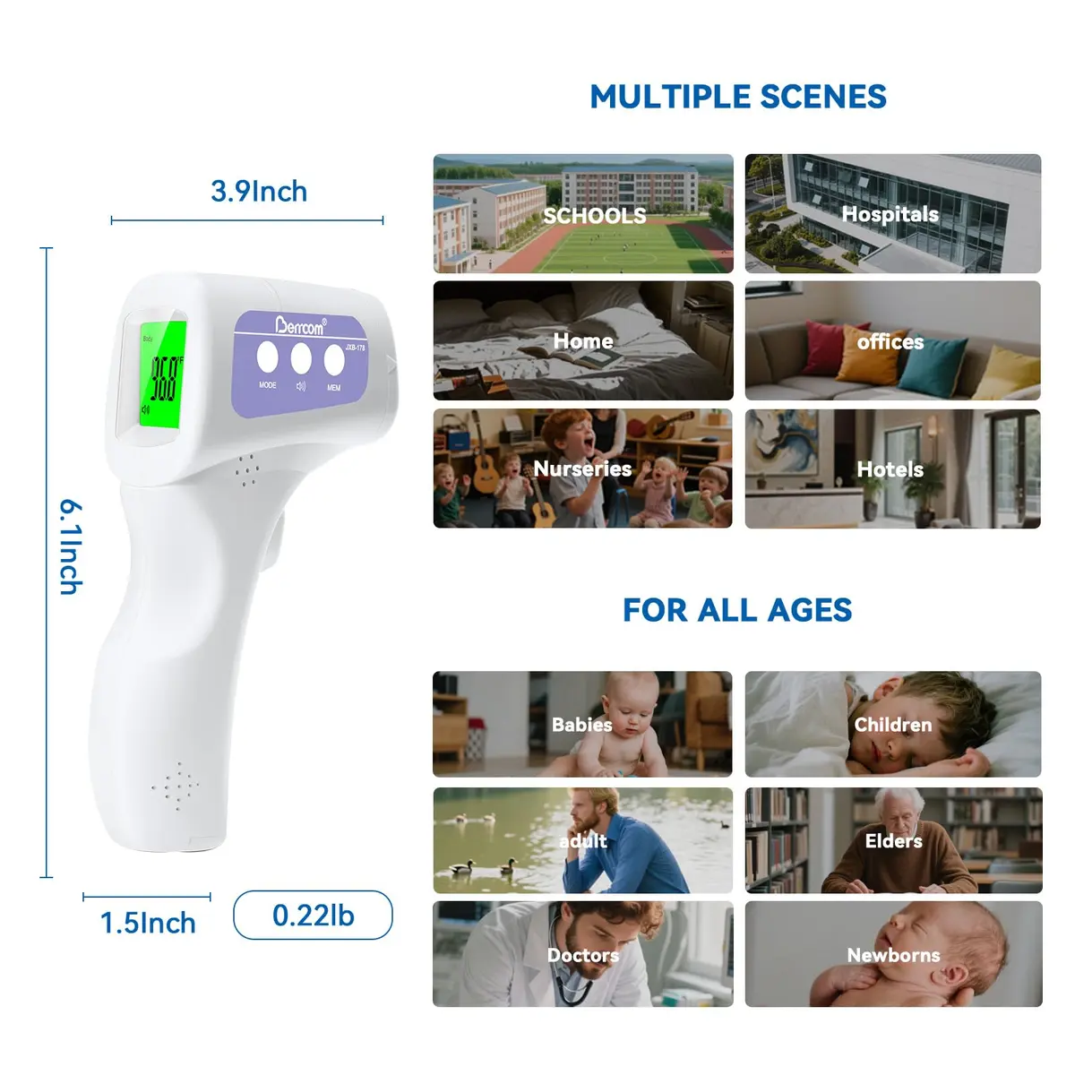 Berrcom 3-in-1 Non-Contact Infrared Forehead Thermometer, Purple | Fast Accurate Reading for All Ages - view 7
