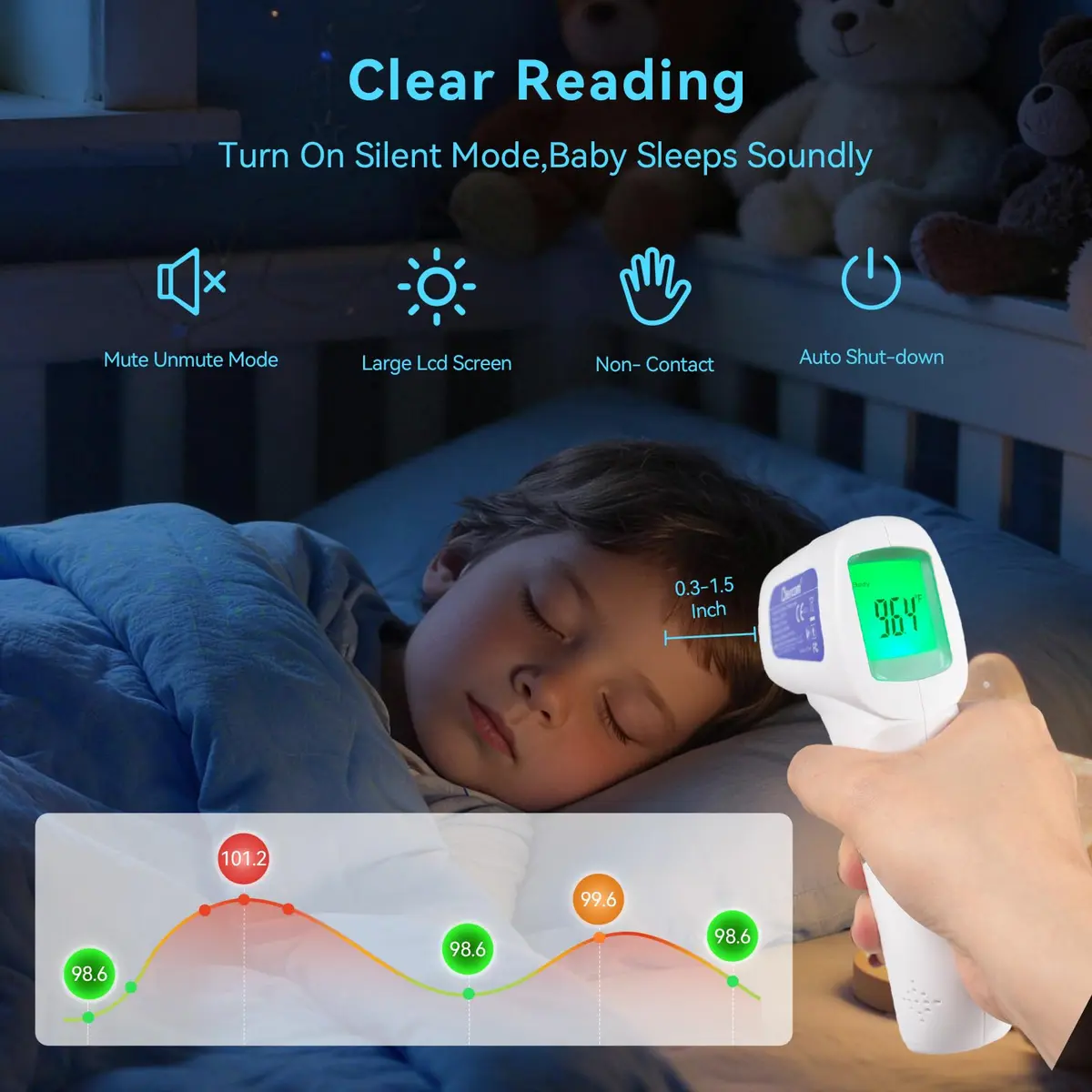 Berrcom 3-in-1 Non-Contact Infrared Forehead Thermometer, Purple | Fast Accurate Reading for All Ages - view 3