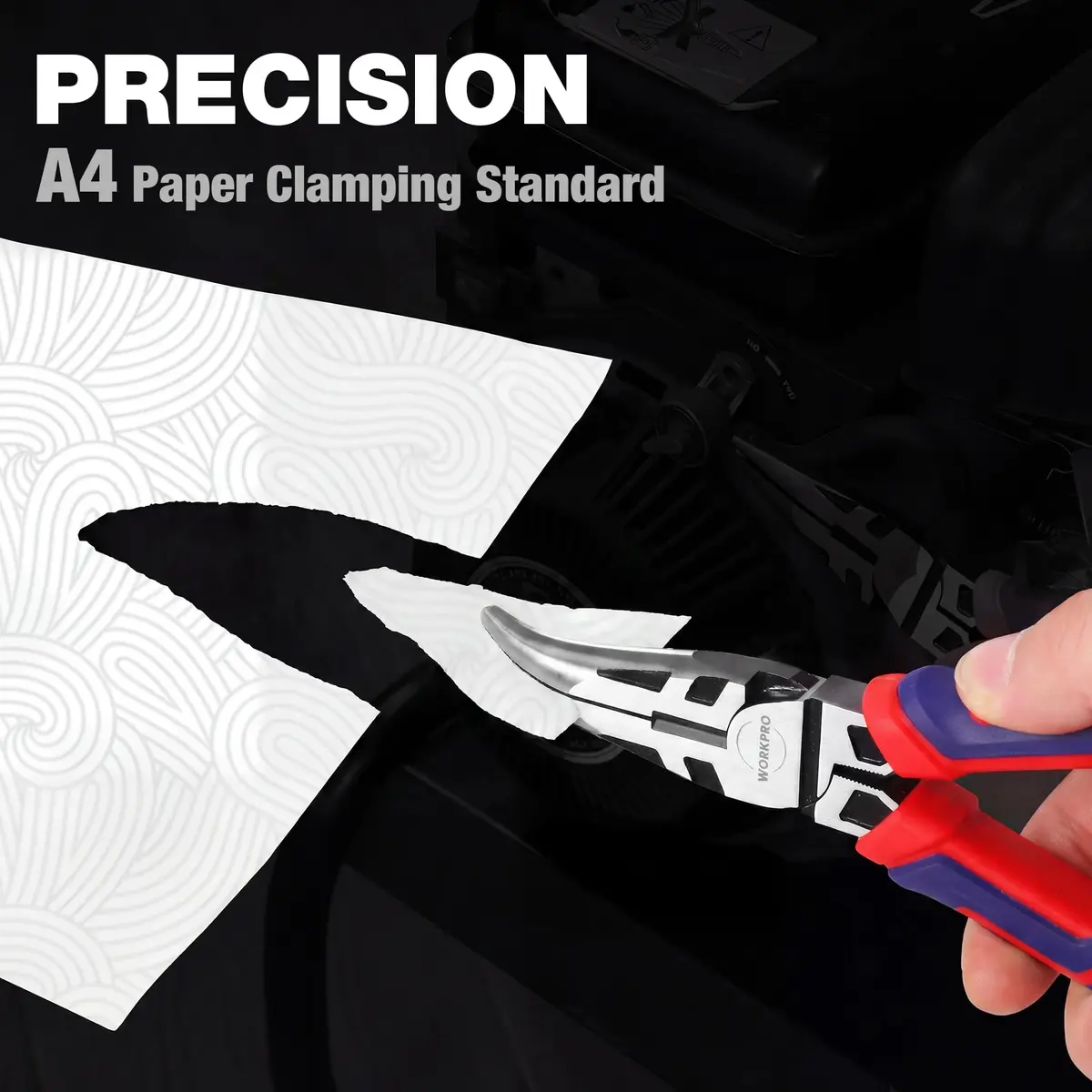 WORKPRO 8" Bent Needle Nose Pliers | Heavy-Duty CRV Steel, Soft Grip, Wire Cutter - view 2
