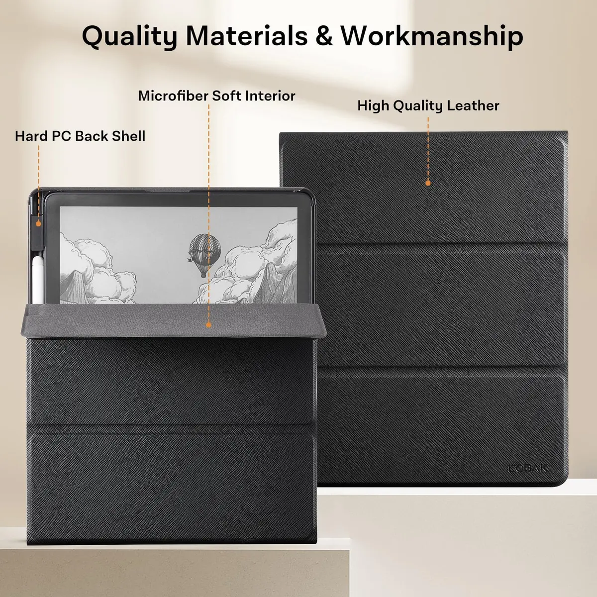 CoBak Case for 11" Kindle Scribe 3rd Gen 2025 | Auto Sleep Wake, Pen Holder, Waterproof PU Leather, Tri-Fold Viewing, Black - view 5