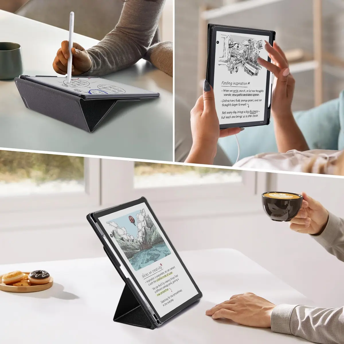 CoBak Case for 11" Kindle Scribe 3rd Gen 2025 | Auto Sleep Wake, Pen Holder, Waterproof PU Leather, Tri-Fold Viewing, Black - view 7
