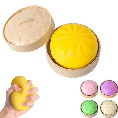 FUYUANLIEV Yellow Dumpling Squishy Toy with Steamer Basket | Mystery Surprise for Kids & Adults - main product image