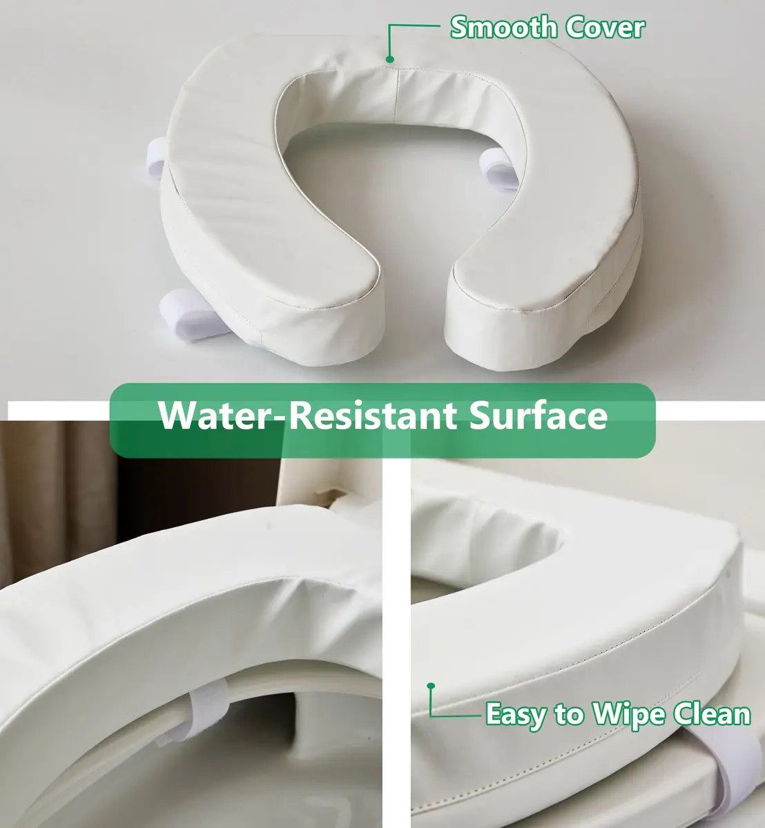 PAZ WEAN Padded Raised Toilet Seat Riser with Soft Foam Cushion for Seniors and Post-Surgery Recovery, 2 Inches Height - view 5