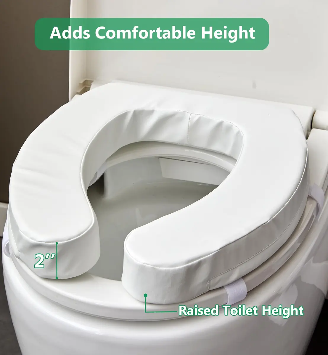 PAZ WEAN Padded Raised Toilet Seat Riser with Soft Foam Cushion for Seniors and Post-Surgery Recovery, 2 Inches Height - view 2