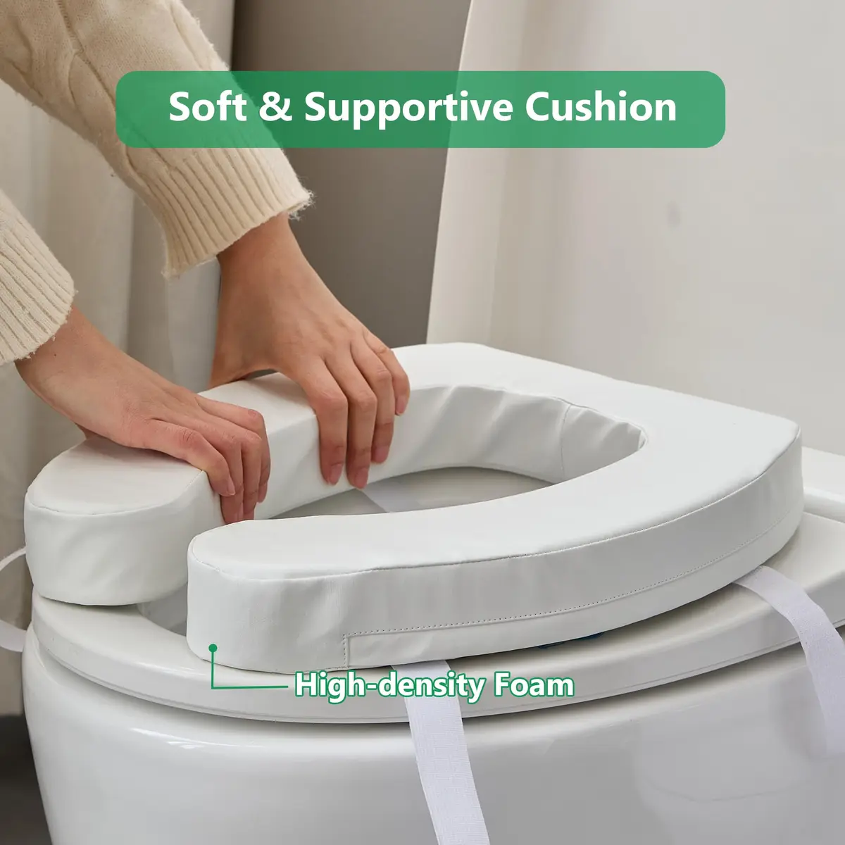 PAZ WEAN Padded Raised Toilet Seat Riser with Soft Foam Cushion for Seniors and Post-Surgery Recovery, 2 Inches Height - view 3