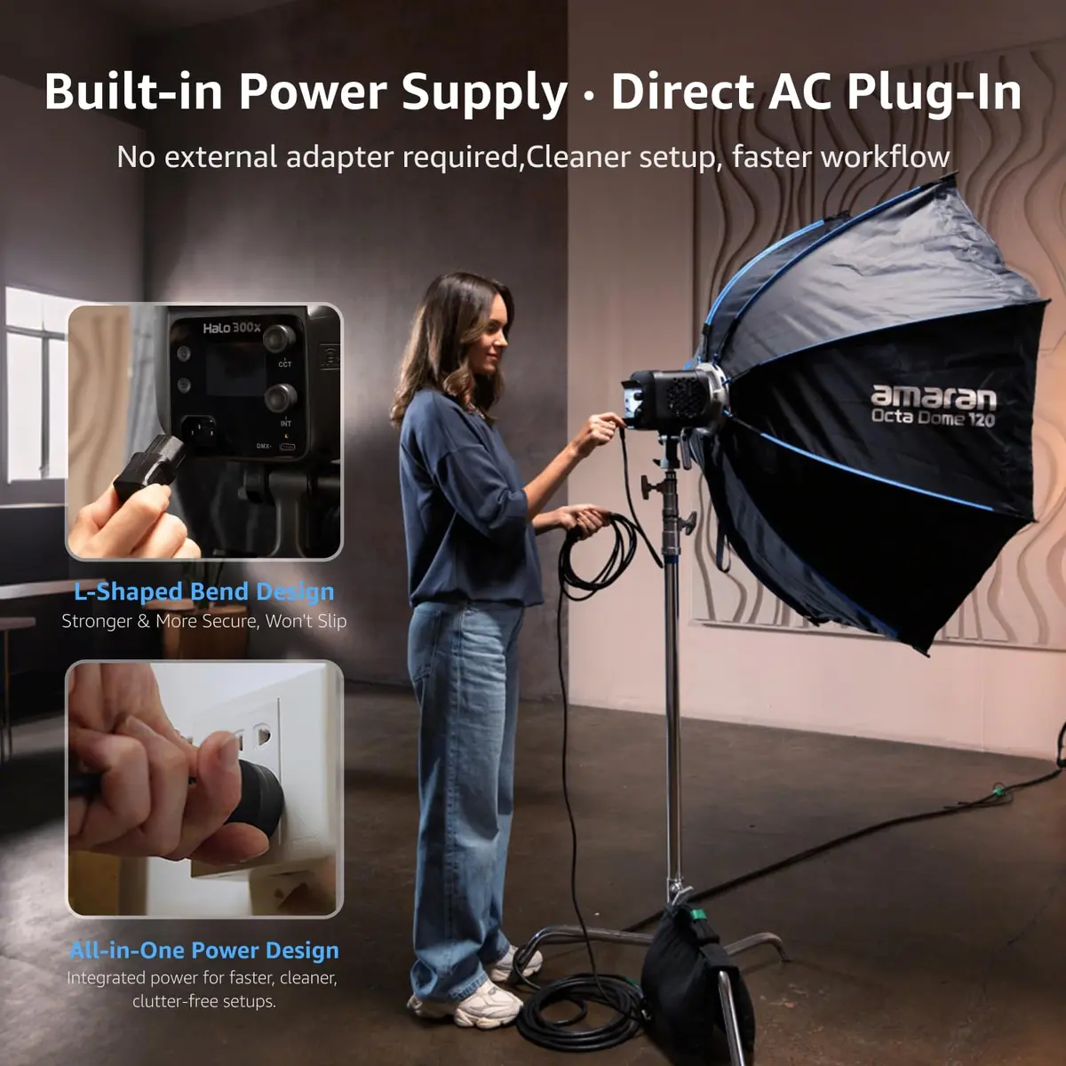Amaran Halo 300x LED Studio Light 305W Bi-Color | Compact, Bright, Reliable for Creators - view 4