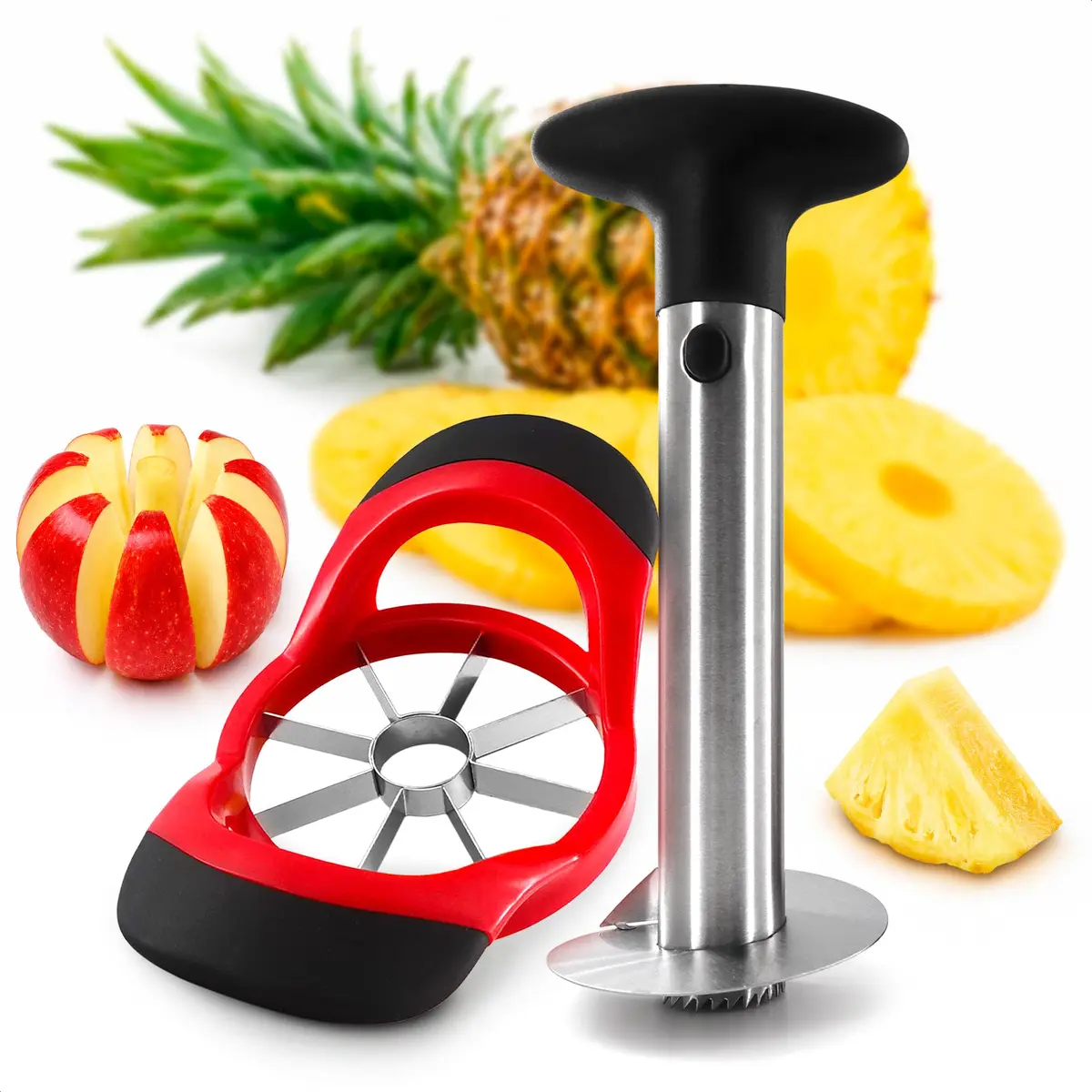 BURIUS Pineapple Corer and Slicer, Apple Cutter Stainless Steel Fruit Tool 10.2cm (4in) | Effortless Fruit Prep - main product image