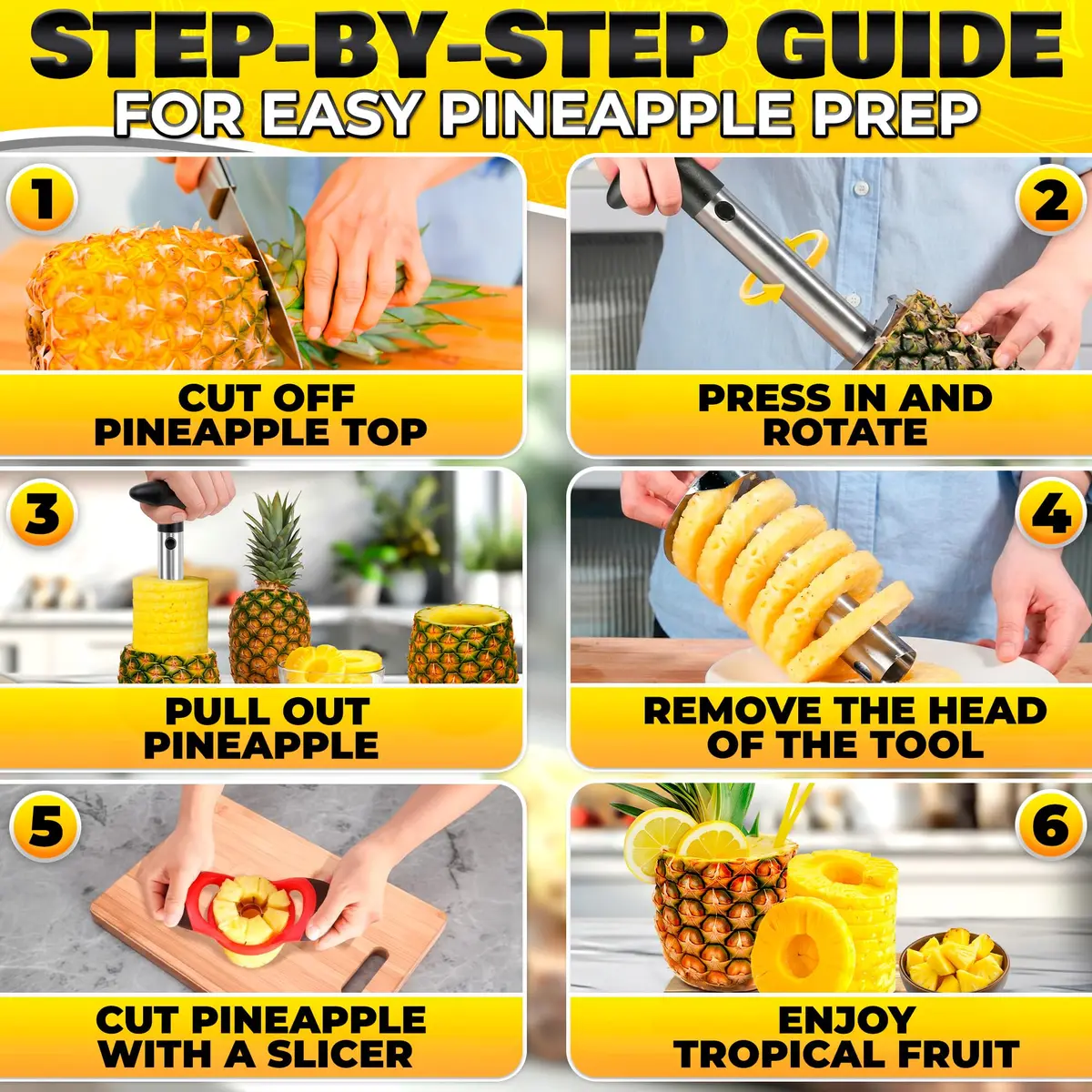 BURIUS Pineapple Corer and Slicer, Apple Cutter Stainless Steel Fruit Tool 10.2cm (4in) | Effortless Fruit Prep - view 7