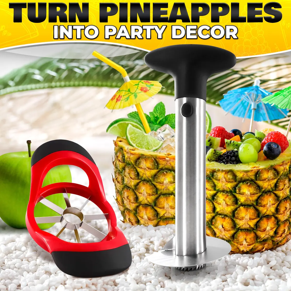 BURIUS Pineapple Corer and Slicer, Apple Cutter Stainless Steel Fruit Tool 10.2cm (4in) | Effortless Fruit Prep - view 9